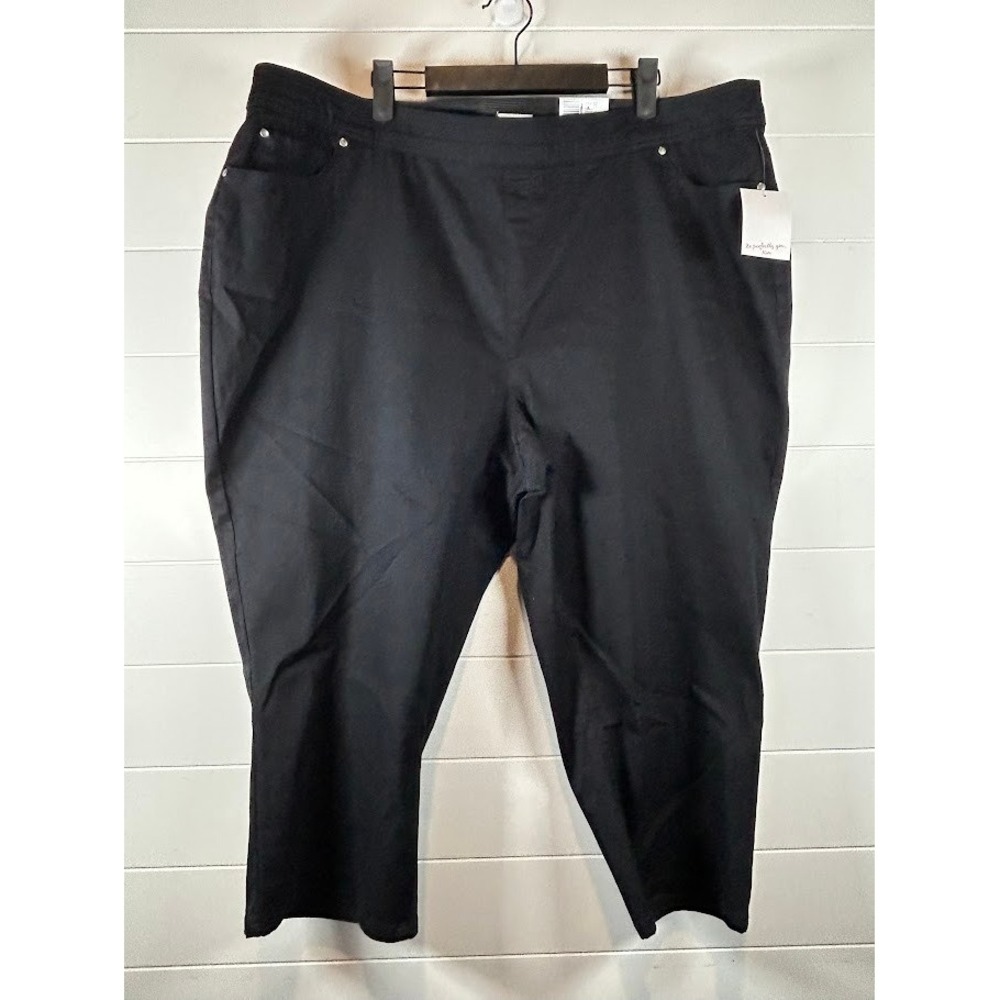 Kim Rogers Plus Women 22W Black Super Stretch Tummy Control Capri Pants Pull On